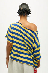 Striped Off Shoulder Oversized Short Sleeve T-Shirt