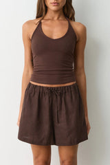 High Waist Drawstring Relaxed Fit Casual Shorts