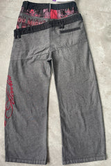 Double Waist Barrel Leg Wide Jeans