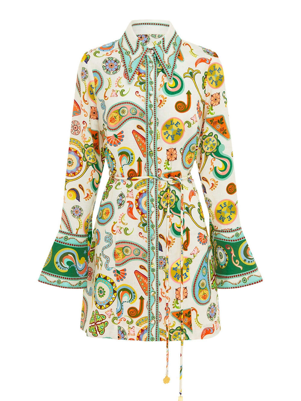 Exquisite And Printed Charming Trumpet Sleeve Mini Dress Dresses