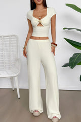 Y2K Crop Tank Top Wide Leg Two Piece Pants Set