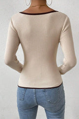 V Neck Slim Fit Knit Sweater