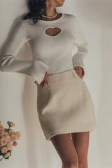 Heart Cutout Tight Knit Sweater