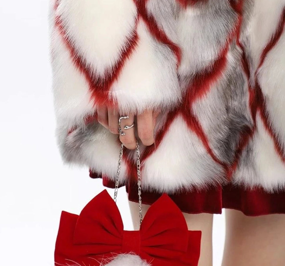 Faux Mink Fur Red Coat Coats-241208