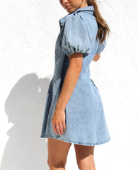 Denim Rue Mini Dress - Blue