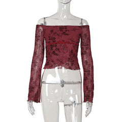 Rush Off-Shoulder Top-Maroon