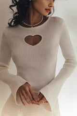Heart Cutout Tight Knit Sweater