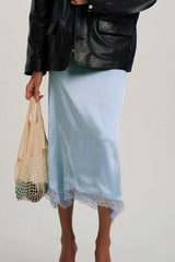 Lace Trim Asymmetric Skirt