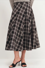 Wool Plaid Waist Defined A-Line Christmas Skirt