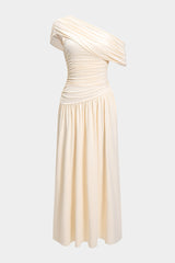 Ruched Asymmetrical Sleeveless Maxi Dress