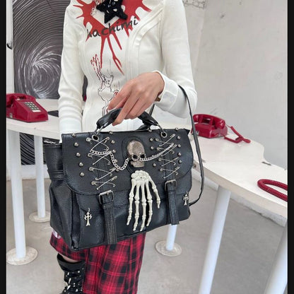 Gothic Lolita Punk Rivet Chain Skull One Shoulder Bag