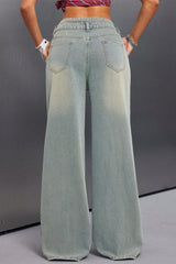 Button Front Vintage Wide Jean