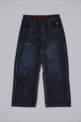 Contrast Waist Patchwork Wide Leg Jeans