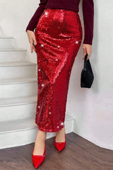 High Slit Bodycon Christmas Skirt