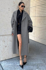 Loose Fit Long Wool Coat