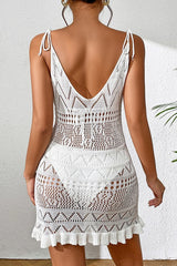 Mesh Hollow Out Sheer Beach Slip Dress Cover Up