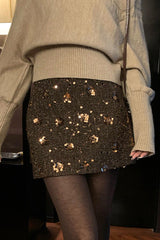 Embroidered Sequin High Waist A-Line Christmas Skirt