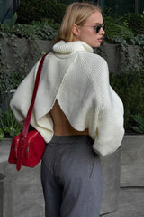 High Neck Pullover Knit Sweater