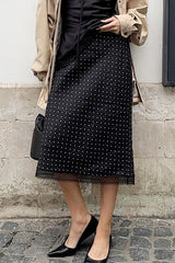 Polka Dot Lace Straight Skirt