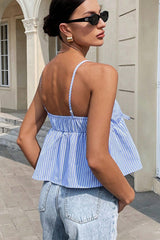 Striped Tie Strap Bodycon Cami Top