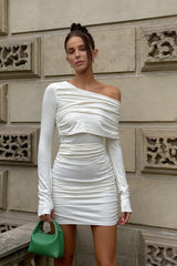 Asymmetric Ruched Mini Dress