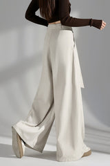 Wrinkle Resistant Denim Cotton Wide Leg Pants