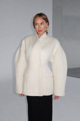 Sculptural Sleeve Wool Blend Coat