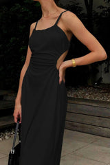 Lace Up Backless Midi Dress