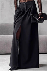 High-Waist Split A-Line Skirt
