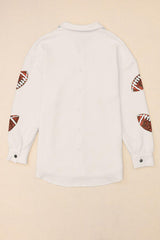 Snap And Patch Button Collared With Jacket Neck Football Sequin Closure Coats-L