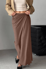 High-Waist Brown Pleated Skirt
