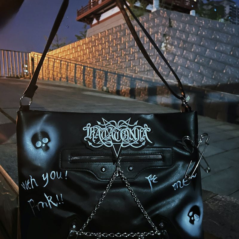 Y2K Punk Lolita Skeleton Large Capacity Gothic Harajuku Chain Bag