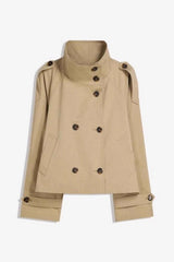 High Neck Double Breasted Short Trench Coat