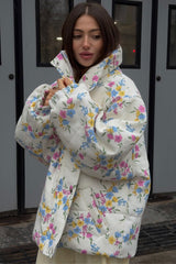 Printed Stand Collar Cotton Coat