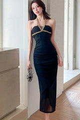 Diamond Halter Bodycon Midi Dress