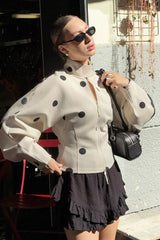 Polka Dot Waist Zip Jacket