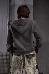 Gothic Graphic Washed Zip Up Hoodie
