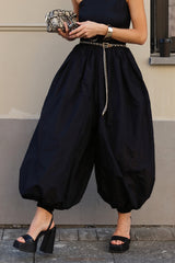 Elastic Waist Gathered Hem Balloon Pants