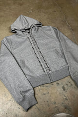 Unisex Studded Zip-Up Street Hoodie