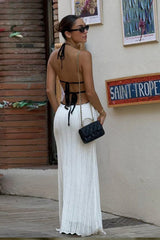 Cutenew Knit Halter Women Maxi Dress