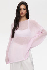 Sheer Knit Flare Sleeve Sweater