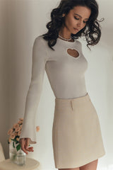 Heart Cutout Tight Knit Sweater