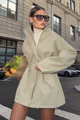 Drawstring Waist Cotton Trench Coat