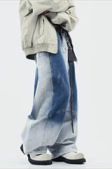 Washed Fade Curved Cut Wide Jean
