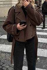 Wool Look Belted Double Breasted Coat