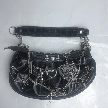 Y2K Hop Shoulder Punk Rock Metal Gothic Underarm Tote Crossbody Harajuku Hip Bag