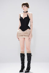 Solid Color Backless Tube Fleece Two Piece Set