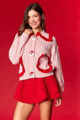 Christmas Cute Doll Collar Ruffle Casual Sweater