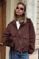 Vintage Brown Aviator Suede Jacket