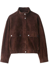 Stand Collar Suede Pocket Bomber Jacket